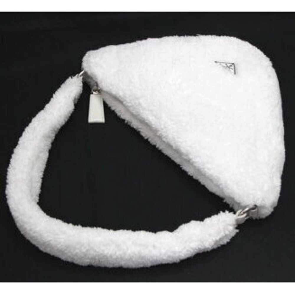 Prada Pouch Pile Handbag Terry White Triangle